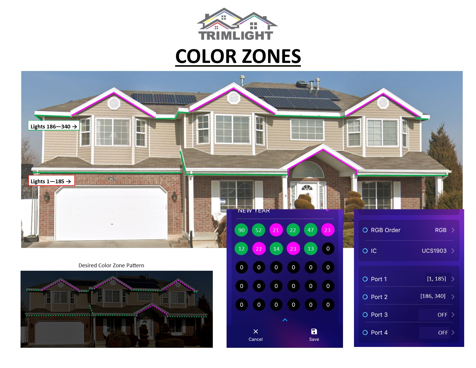 How do I set color zones with Trimlight Edge?